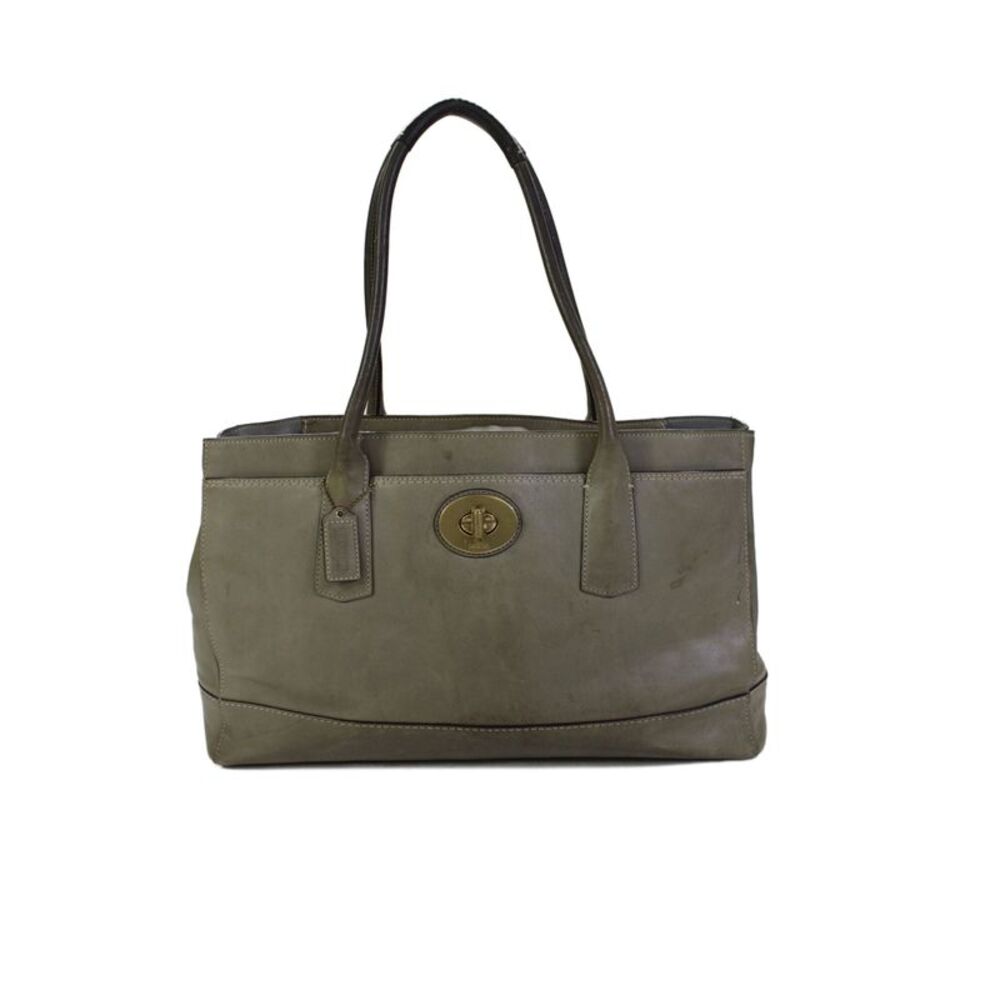 Coach Womens Leather Multi-Compartment Shoulder Bag Green